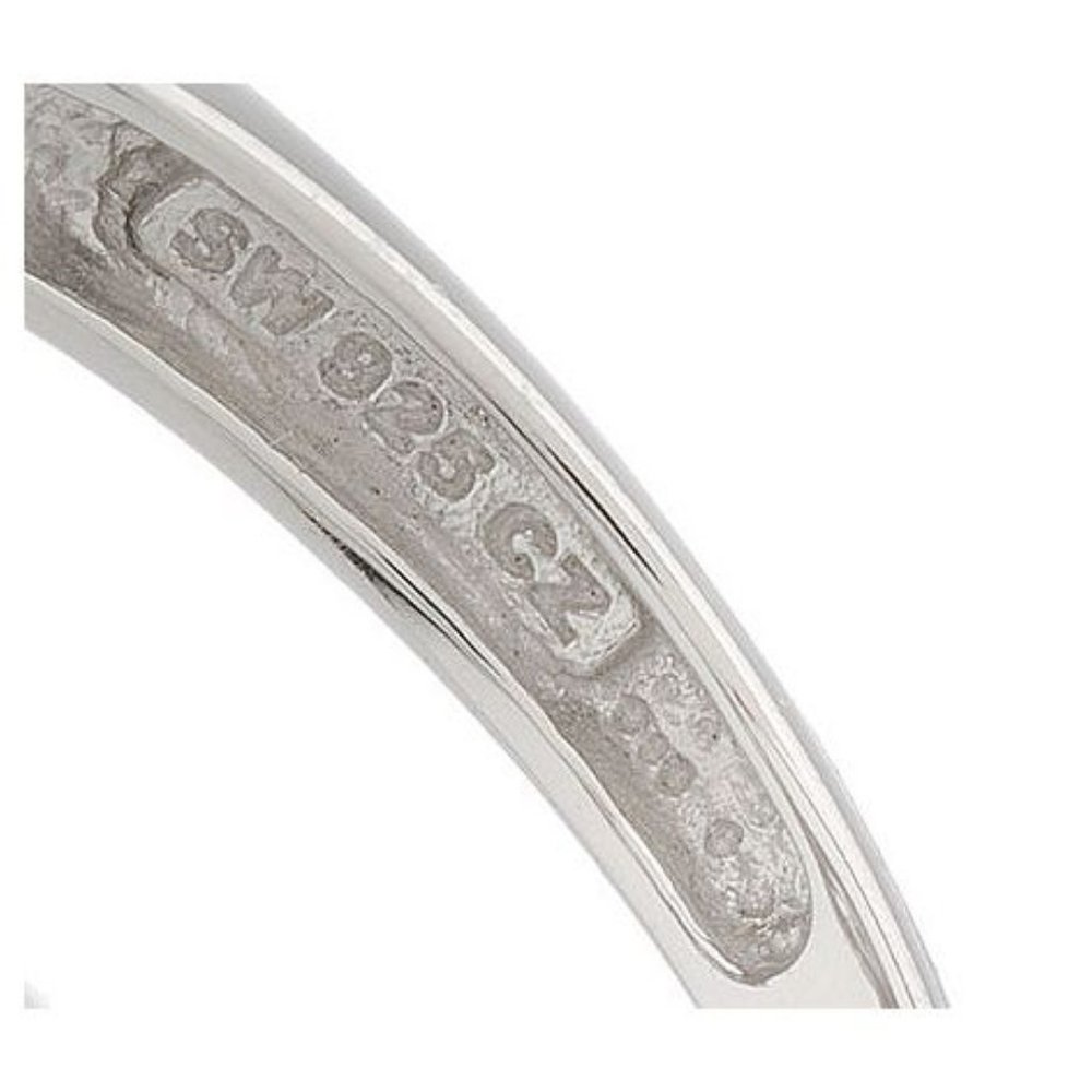 QVC Epiphany Platinum Clad Diamonique 100-Facet 3 Stone Ring  0049 - Picture 4 of 4